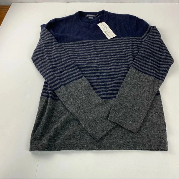French Connection Mens Small Blue Navy Striped Pullover Sweater NWT MSRP $118 - Picture 1 of 7